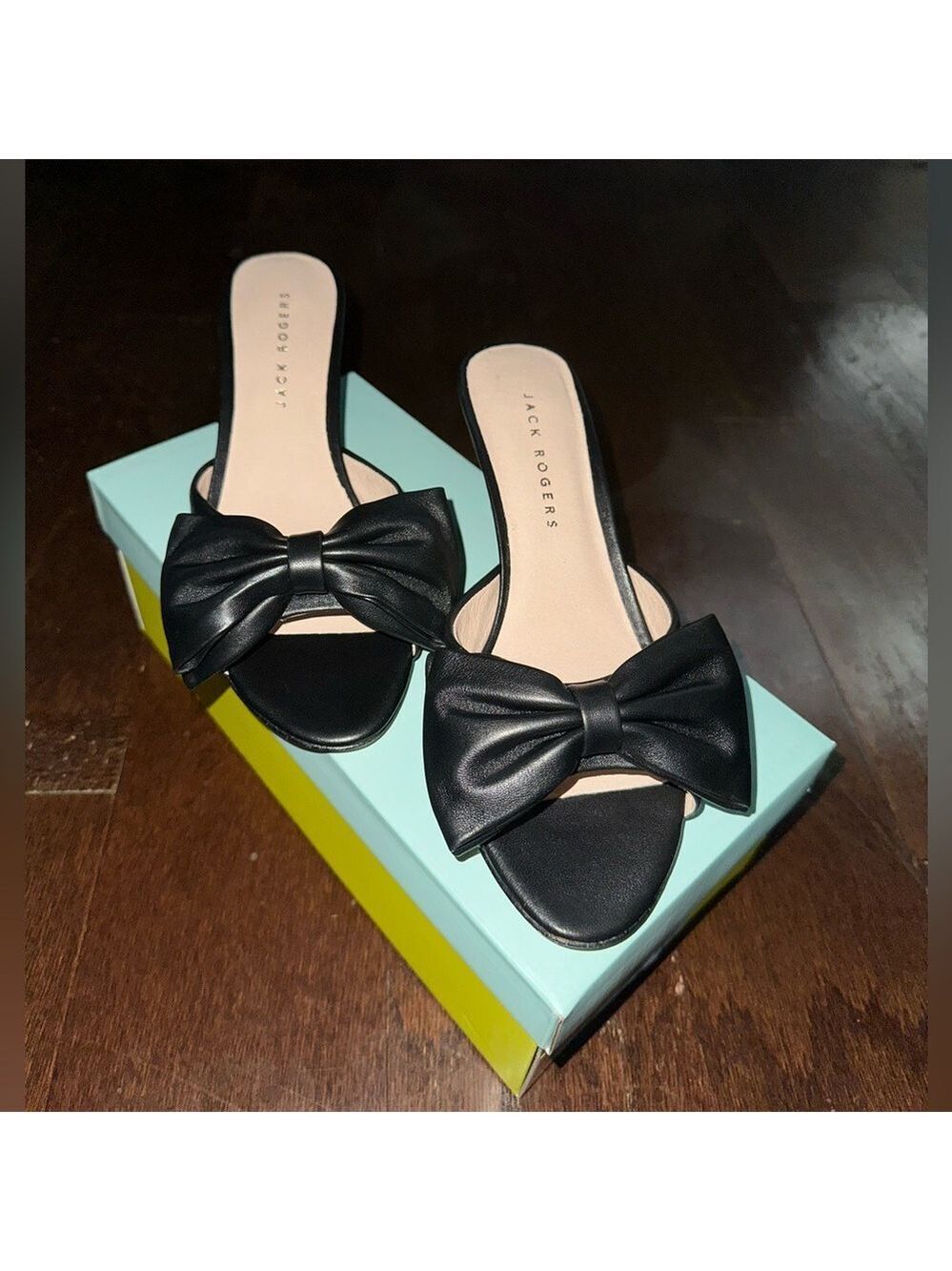 Jack Rogers-Lola Bow Mid Heel sandals black size 8 New in box. - Picture 7 of 16